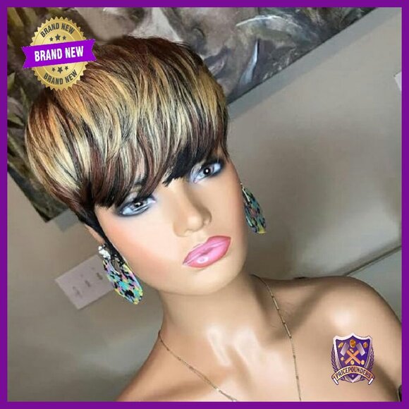 Brazilian Human Hair Pixie Cut Wig Glueless 150% Density Short Layered main image 6